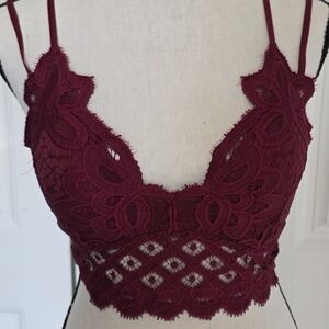 Free People Adella Style Lace Bralette in Burgundy